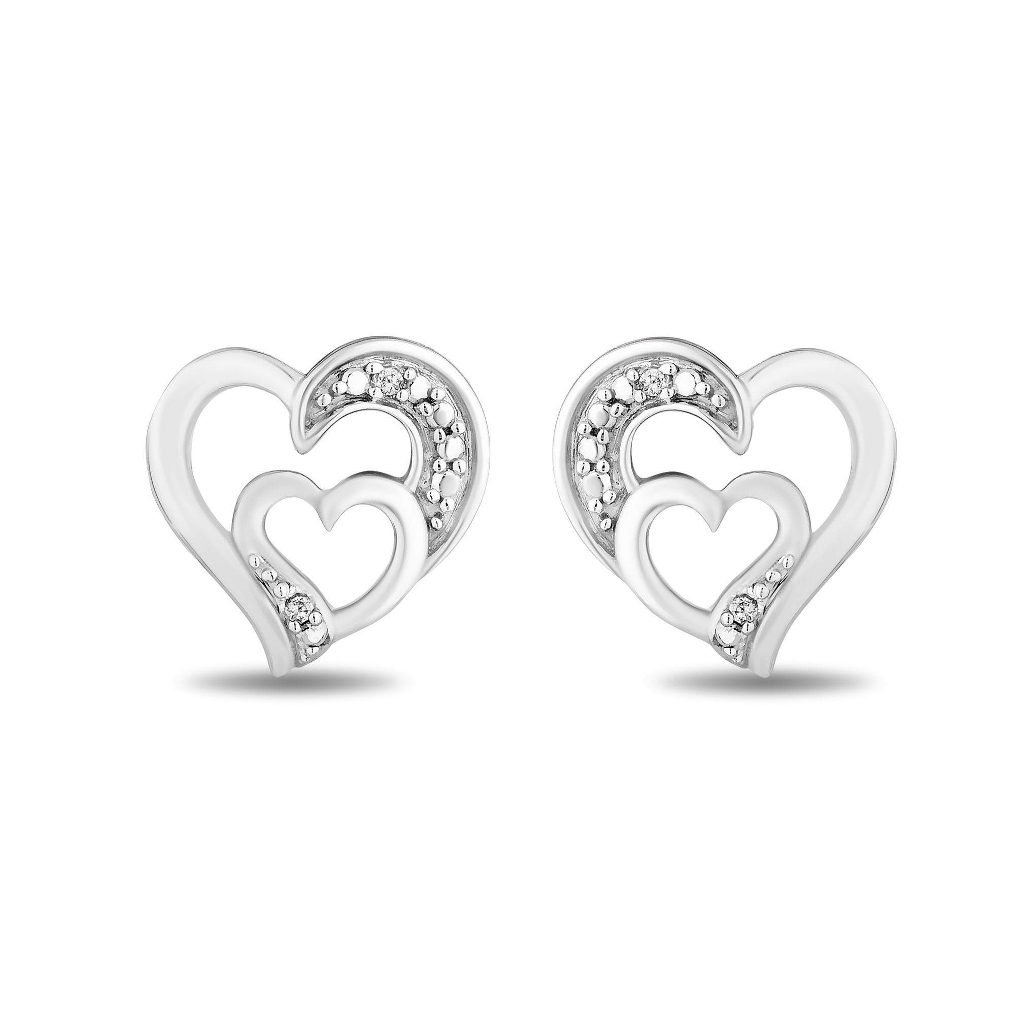 Heart Shaped Silver Earrings with Colorful Man Made Stones– Antwerpen  Sterling